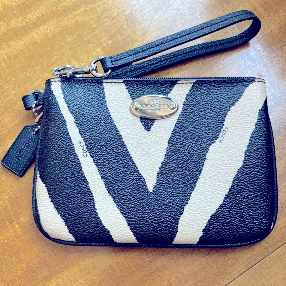 Coach Authentic Zebra Print Wristlet Wallet